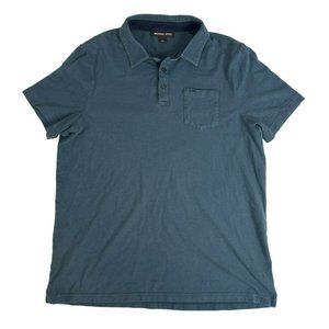 Michael Kors Polo Men's L Short Sleeve Collared Blue 100% Cotton Front Pocket
